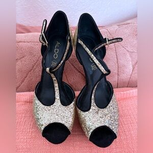 ALDO Glittering Gold and Black Heels